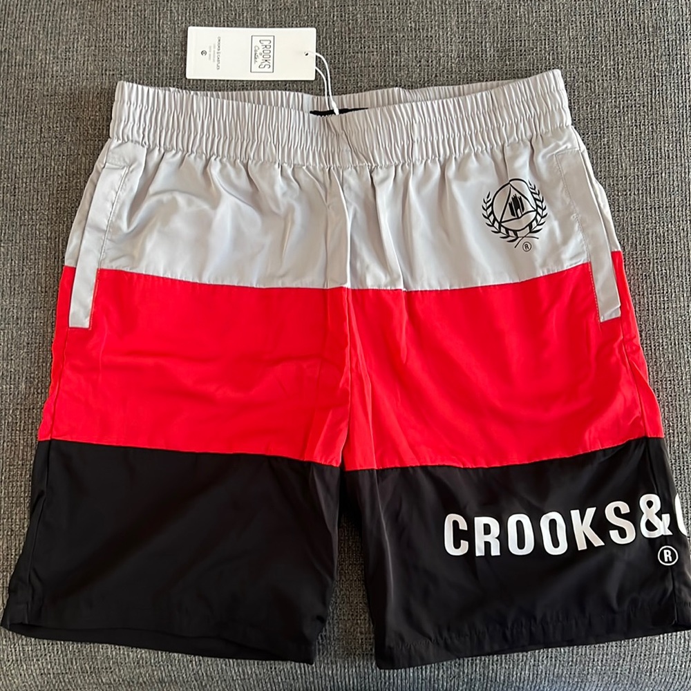 CROOKS & CASTLES SWIM SHORTS M NWT